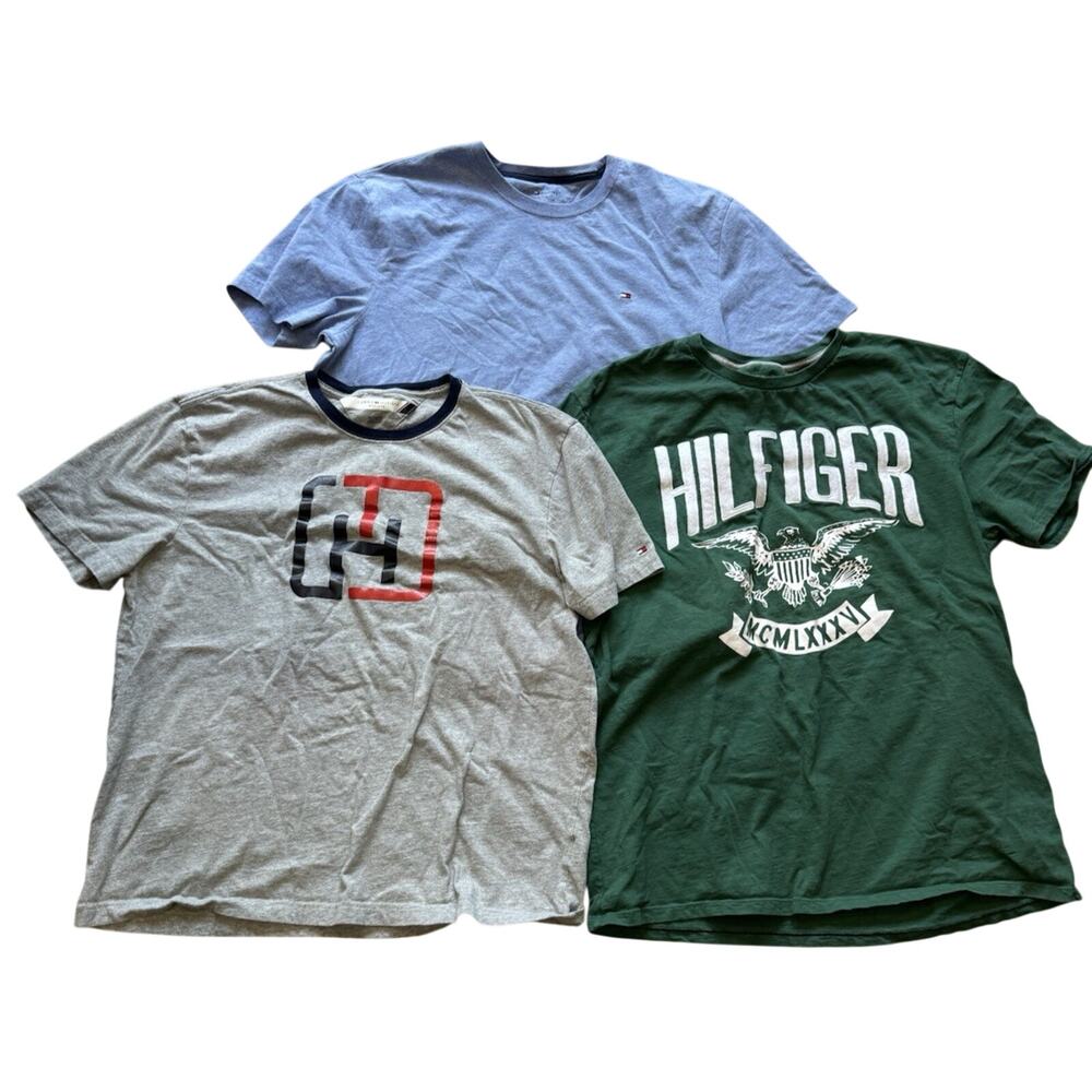 Vintage Y2K Tommy Hilfiger Shirt Mens Logo Graphic Tee Set Of 3 XL